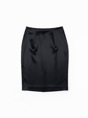 Vintage Escada Satin Pencil Skirt Black Tailored Luxe Women's Medium